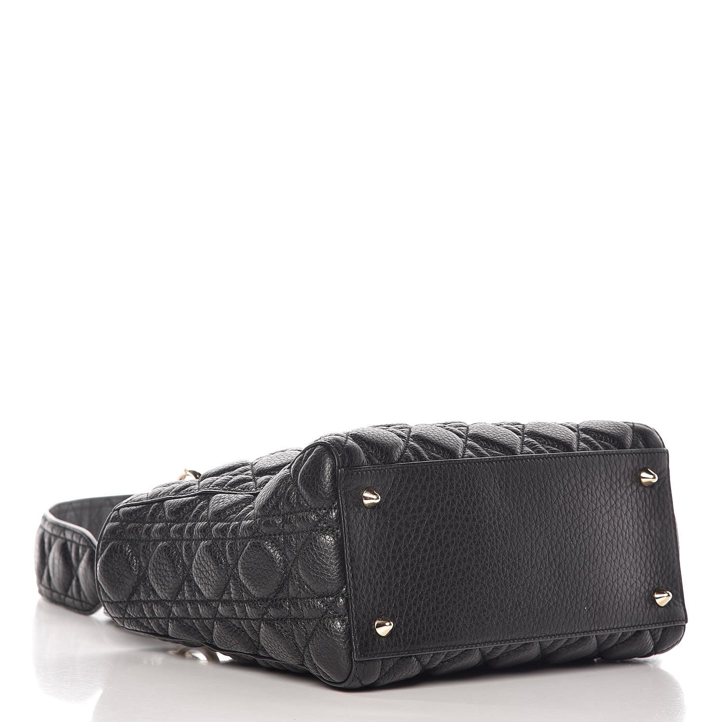 Grained Calfskin Cannage Medium Supple Lady Dior Black