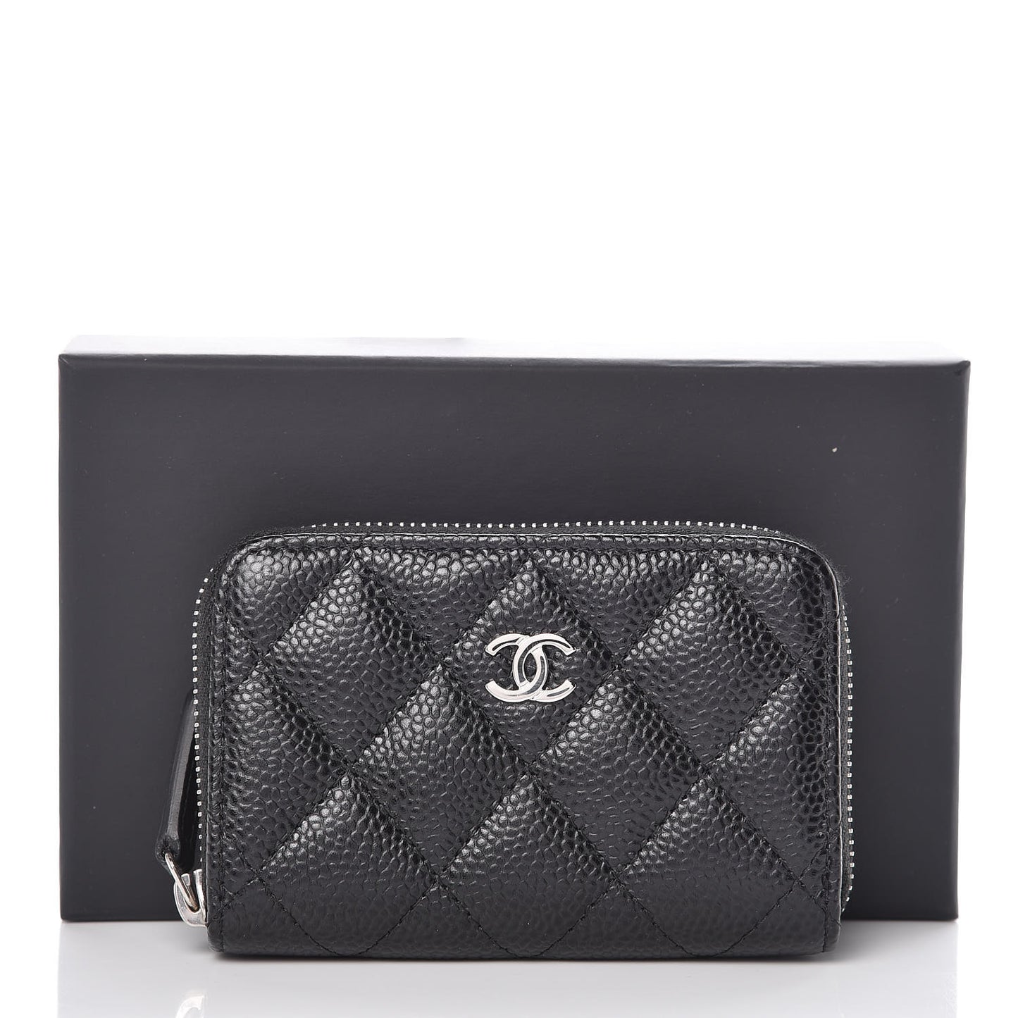 Caviar Quilted Zip Coin Purse Black