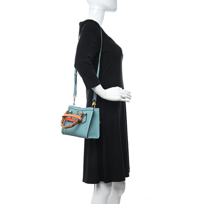 Gucci Textured Dollar Calfskin Web Mini Diana Tote Bag Dusty Azure Deep Orange 2 of 9