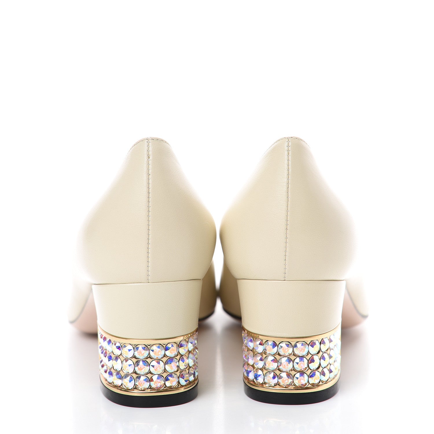 Gucci Malaga Kid Crystal Square G Madelyn Mid Heel Loafer Pumps 37 Ivory 5 of 11