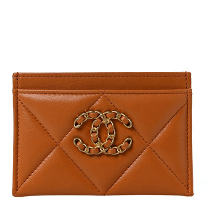 Chanel Lambskin Quilted Chanel 19 Card Holder Brown 1 of 9