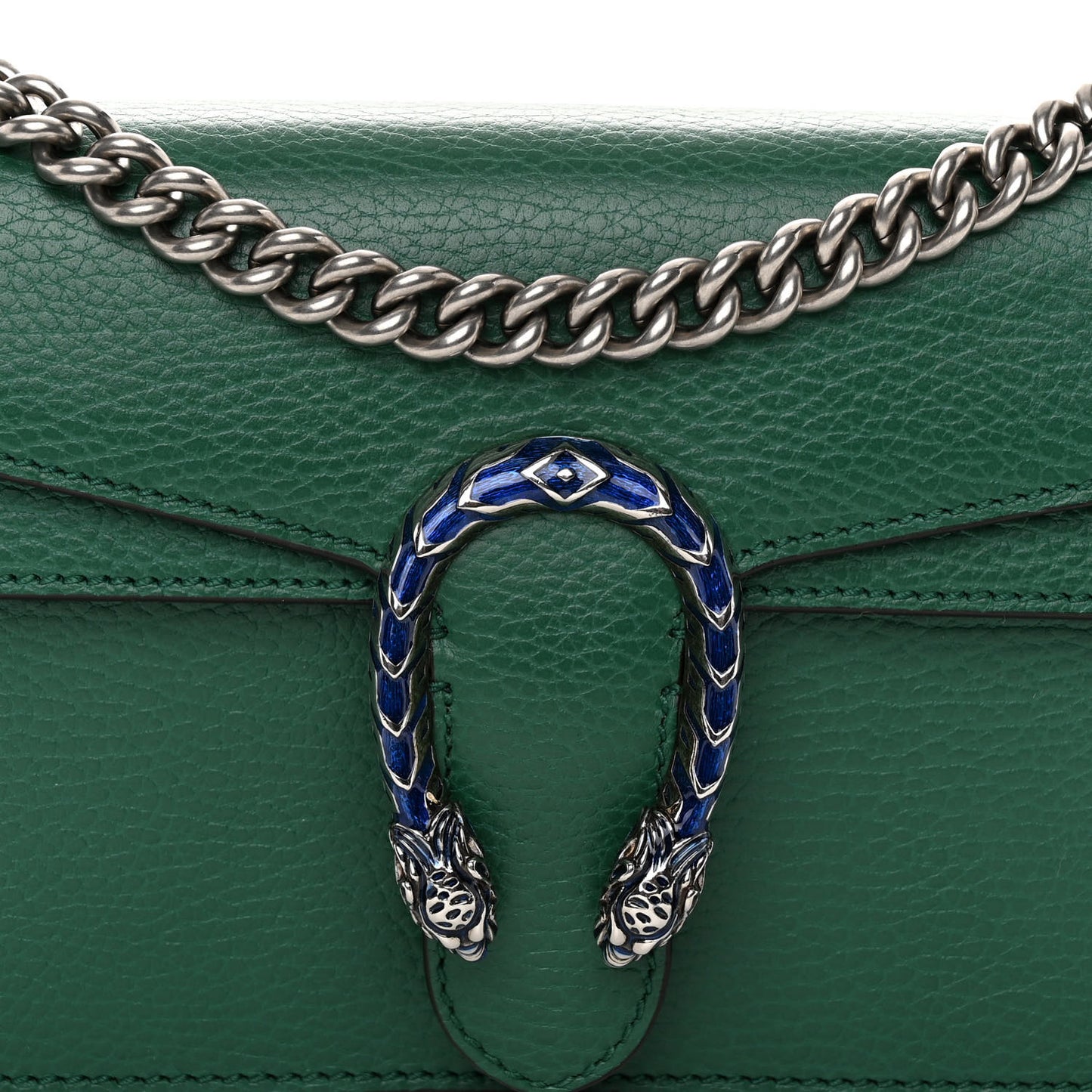 Dollar Calfskin Enamel Small Dionysus Shoulder Bag Emerald Electric Blue