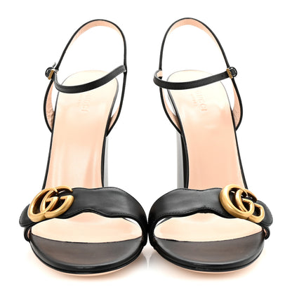 Gucci Lifford Calfskin GG Marmont Ankle Wrap 105mm Sandals 41 Black 3 of 9