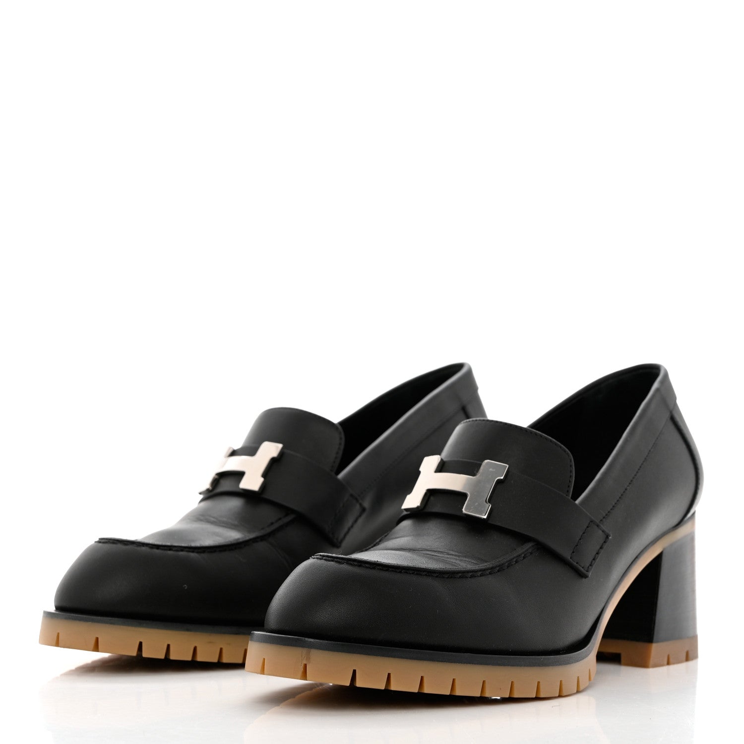 Hermes Calfskin Womens Foch 60 Pump 37 Black 3 of 9