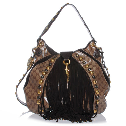 Gucci Crystal Monogram Fringe Babouska Hobo 1 of 7