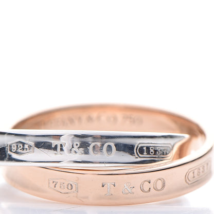 Tiffany Sterling Silver 18K Rose Gold 1837 Interlocking Circles Ring 57 8 4 of 7
