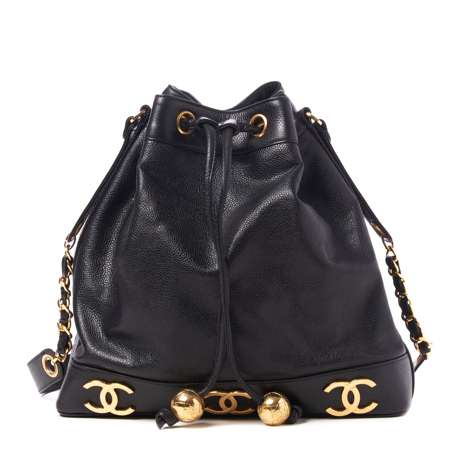 Chanel Caviar CC Drawstring Shoulder Bag Black 1 of 8
