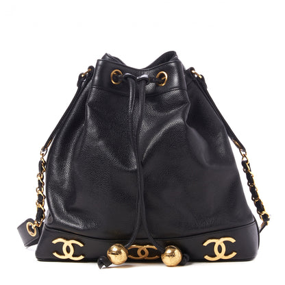 Chanel Caviar CC Drawstring Shoulder Bag Black 1 of 8