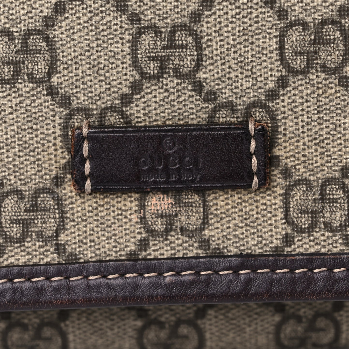 GG Plus Monogram Medium Double Buckle Flap Messenger Bag Beige Dark Brown