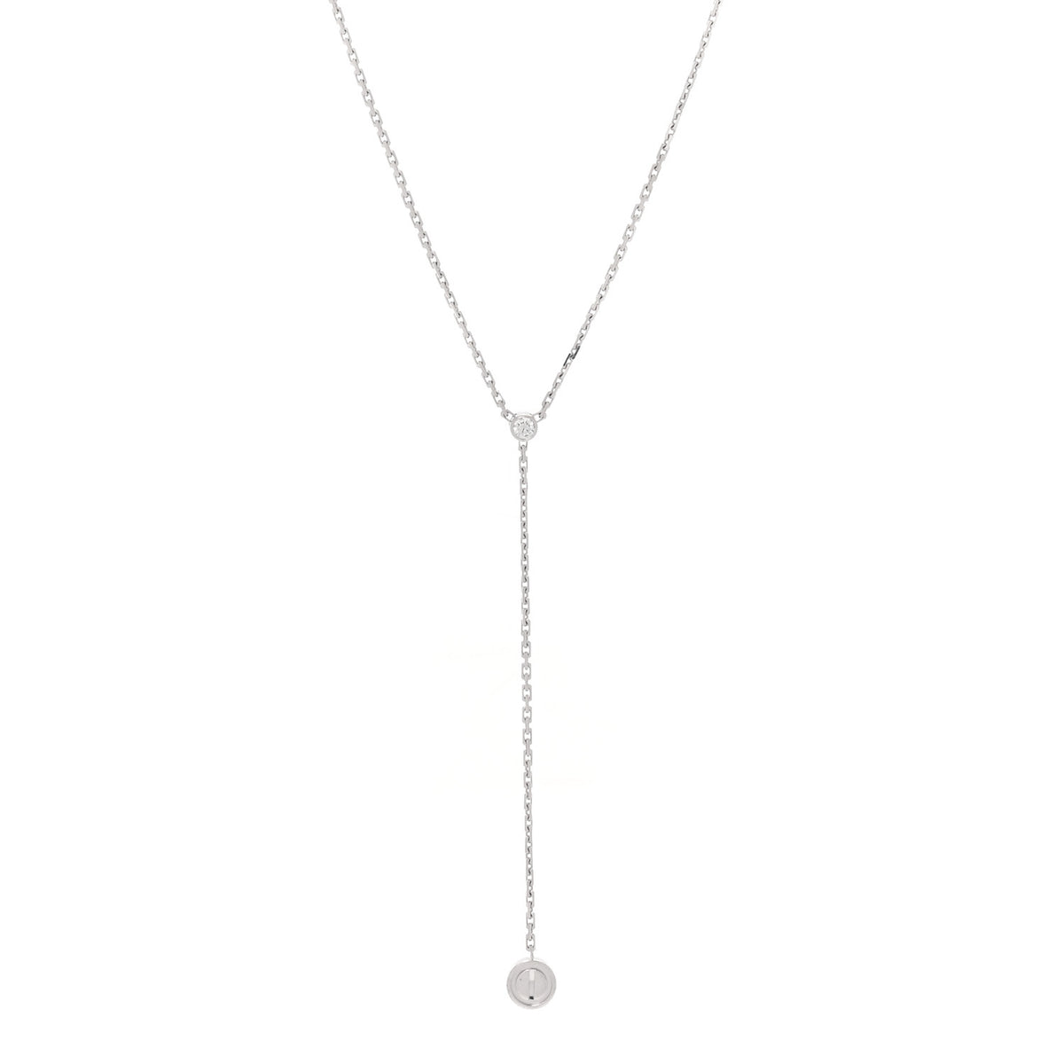 18K White Gold Diamond LOVE Drop Necklace