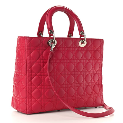 Christian Dior Lambskin Cannage Large Lady Dior Fuchsia 3 of 14