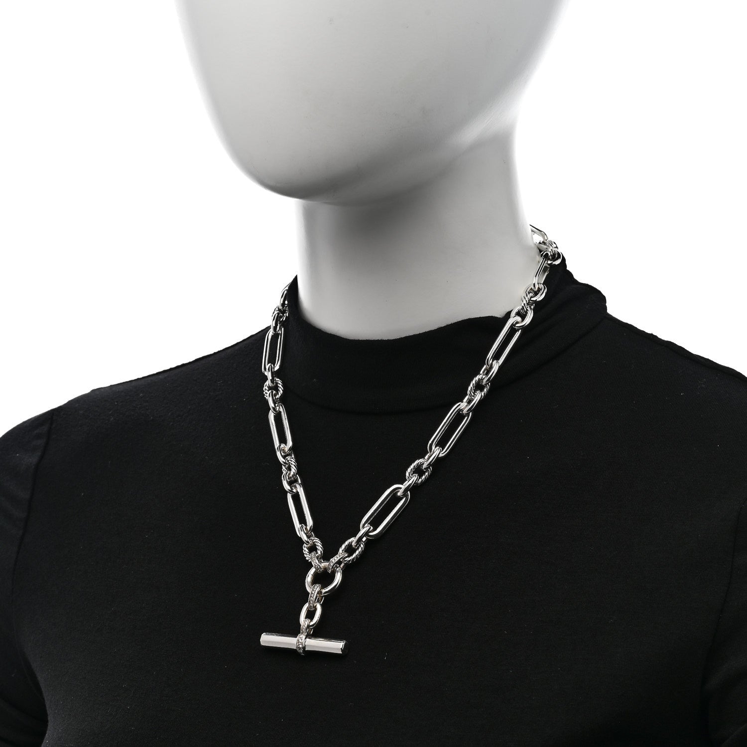 David Yurman Sterling Silver Diamond Lexington Chain Necklace 2 of 5