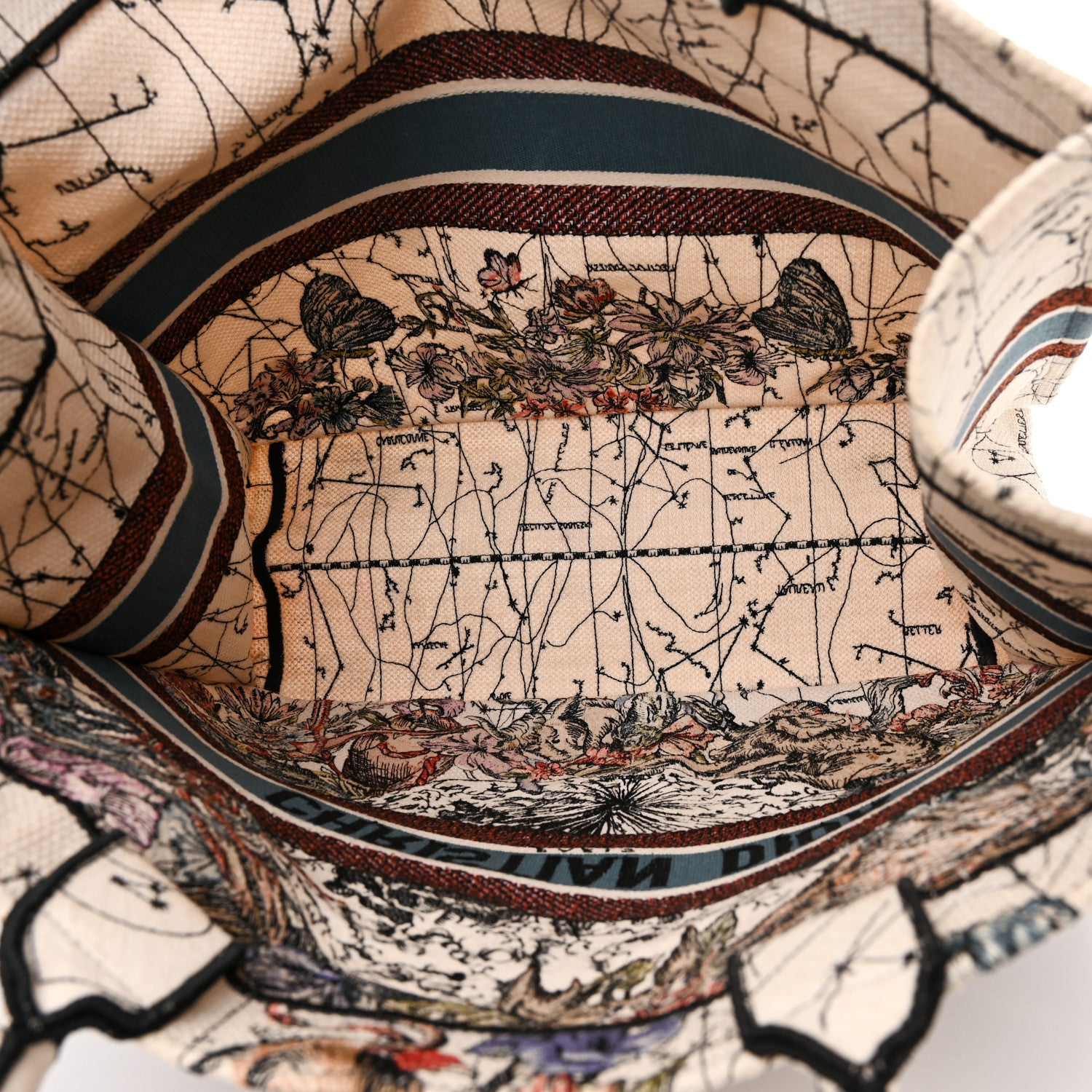 Christian Dior Canvas Embroidered Large Zodiac Book Tote Latte Multicolor 5 of 15