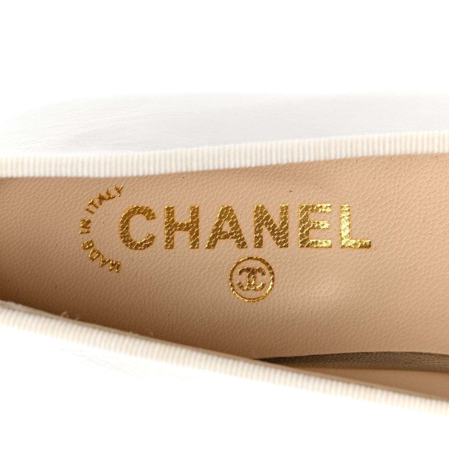 Lambskin CC Cap Toe Ballerina Flats 40.5 White Black