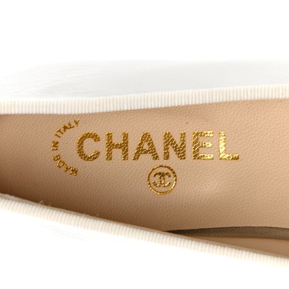 Chanel Lambskin CC Cap Toe Ballerina Flats 40.5 White Black 6 of 7