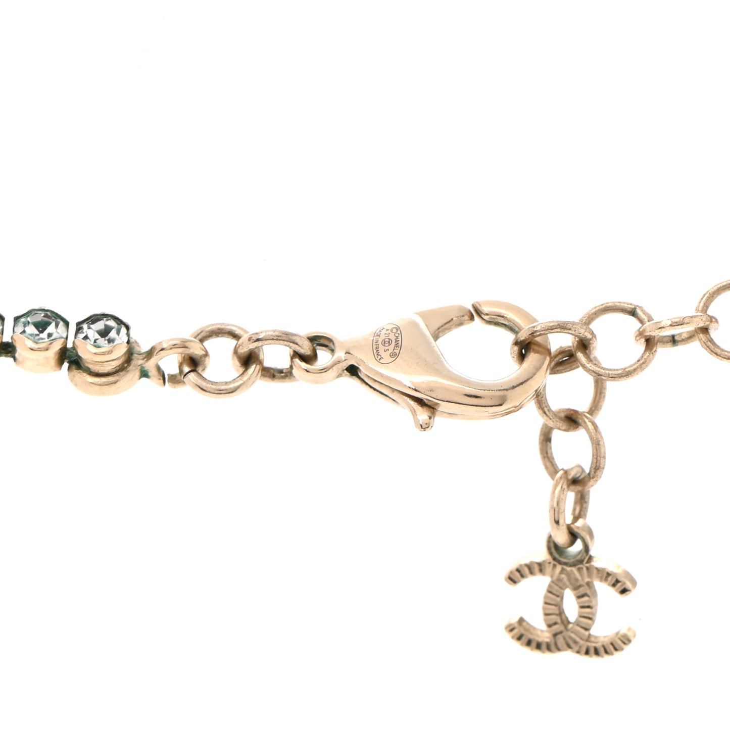 Crystal CC Chain Short Necklace Gold