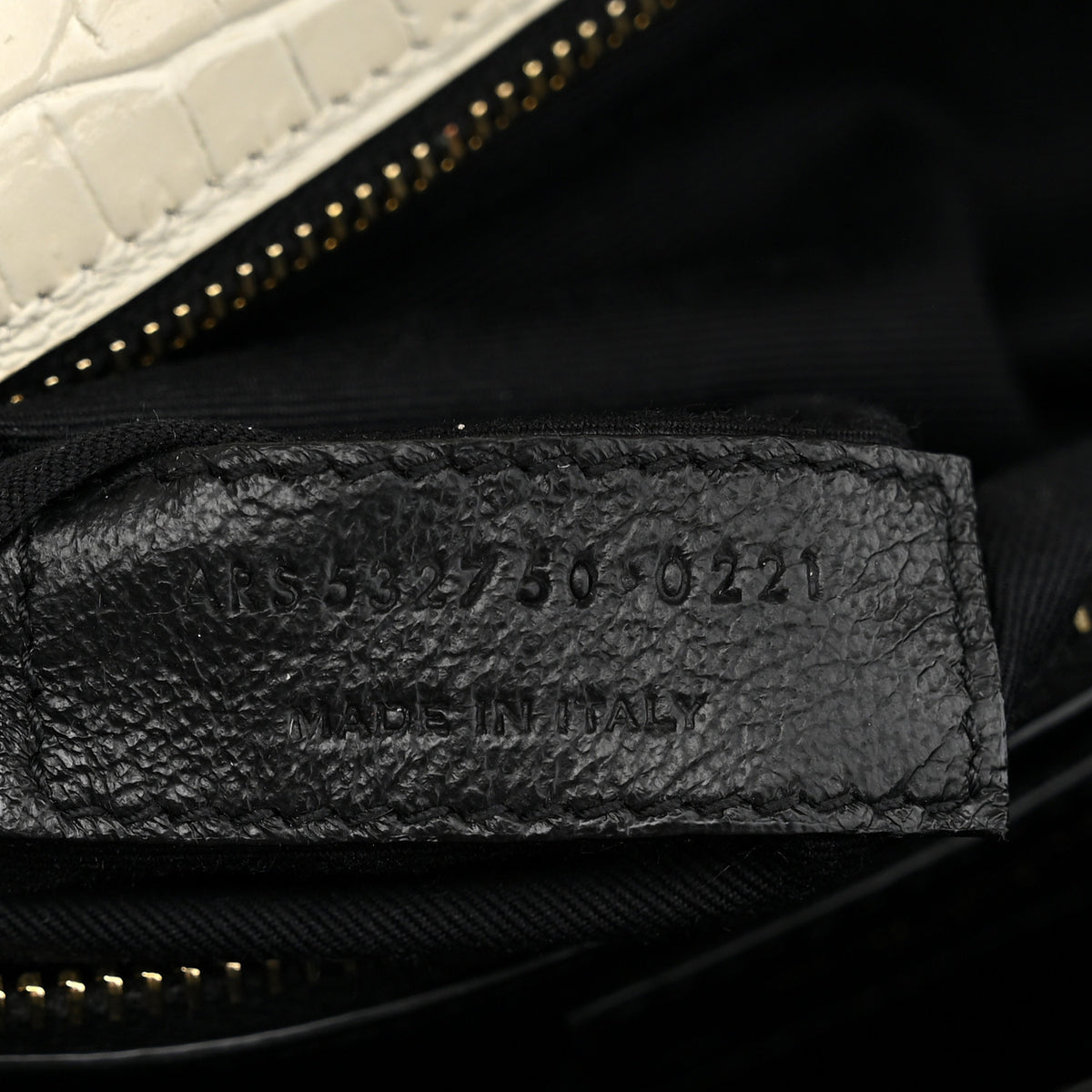Saint Laurent Calfskin Crocodile Embossed Monogram Cassandra Clasp Bag Crema Soft 7 of 14