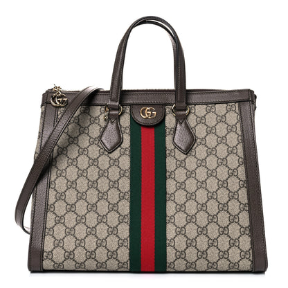 Gucci GG Supreme Monogram Web Medium Ophidia Tote Bag Brown 2 of 11
