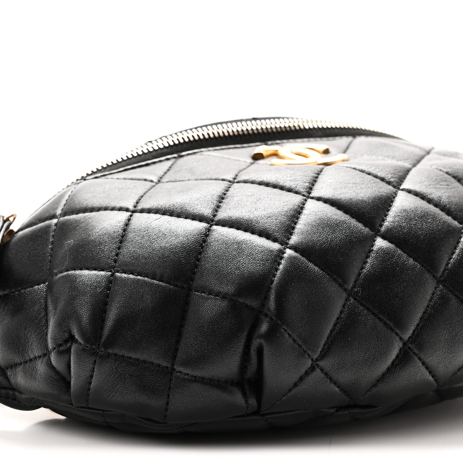 Chanel Shiny Lambskin Quilted Belt Bag Black Black 9 of 10