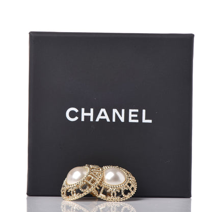 Chanel Pearl CC Round Rope Logo Earrings Gold 5 of 5