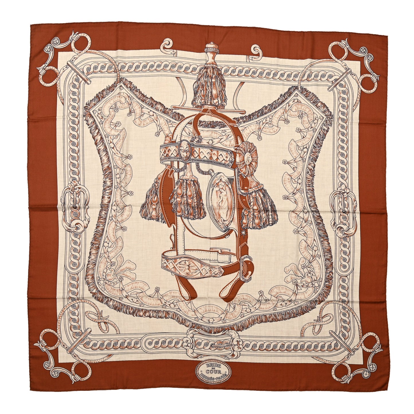 Cashmere Silk Bride De Cour Remix Scarf 140 Cacao Naturel Black