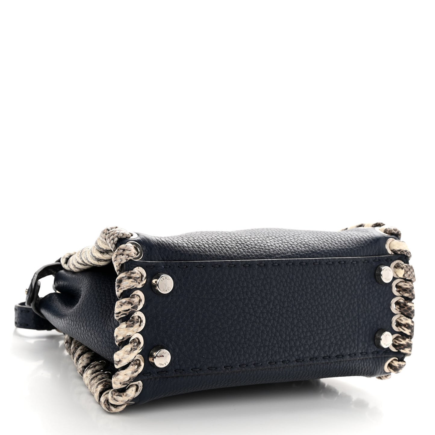 Cuoio Romano Selleria Elaphe Lace Up Mini Peekaboo Iconic Satchel Blue Notte Natural