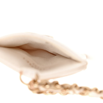 Chanel Lambskin Quilted Camellia Bow Card Holder On Chain White 5 of 11