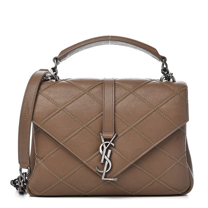 Saint Laurent Calfskin Matelasse Diamond Quilted Monogram Medium College Bag Brown 1 of 10