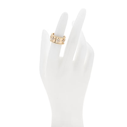 Van Cleef & Arpels 18K Yellow Gold Diamond Perlee Clovers Ring 50 5.5 2 of 4