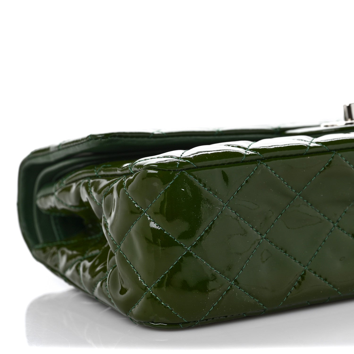 Chanel Patent Calfskin Quilted Medium Double Flap Green 7 of 8
