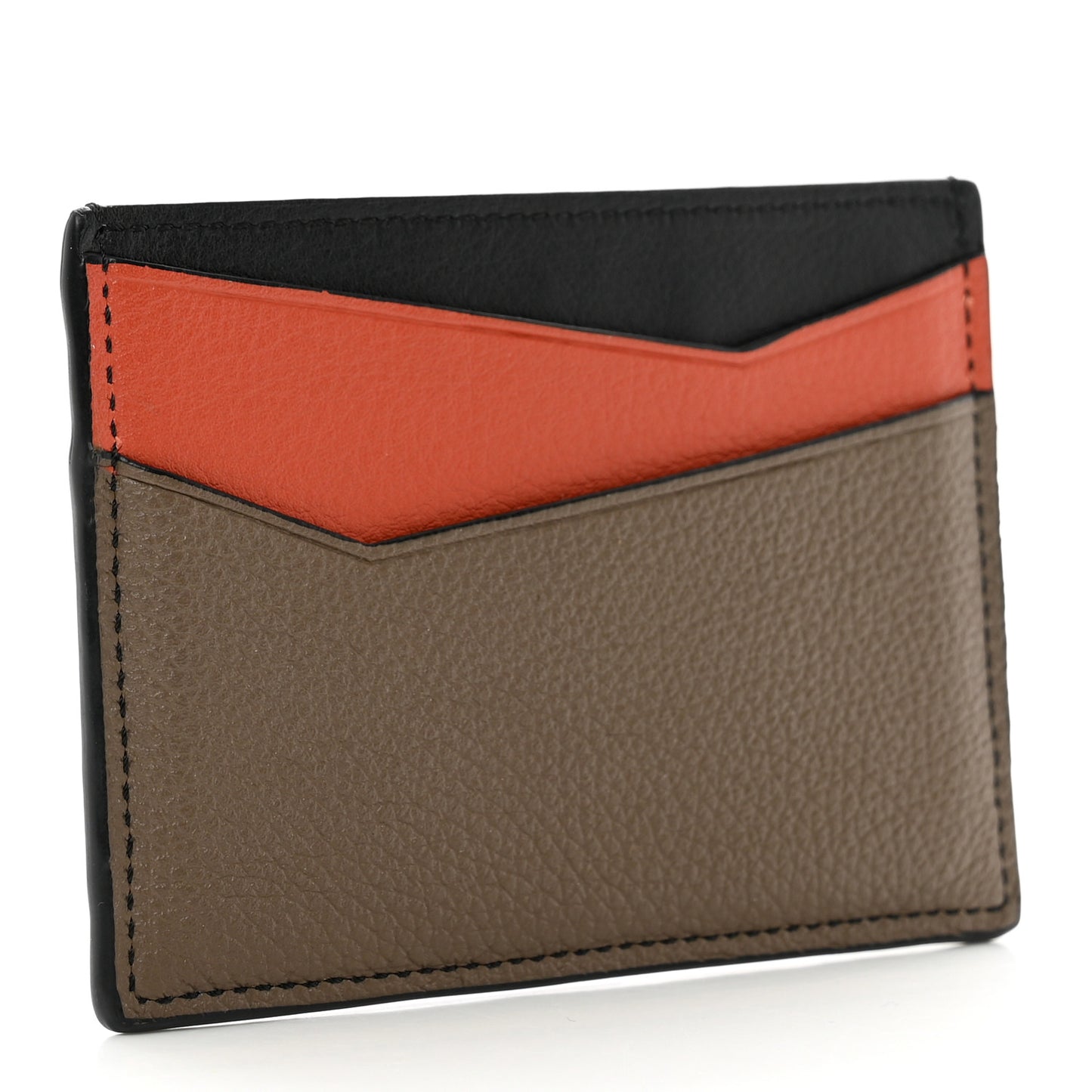 Calfskin Puzzle Colorblock Card Holder Black Mulitcolor