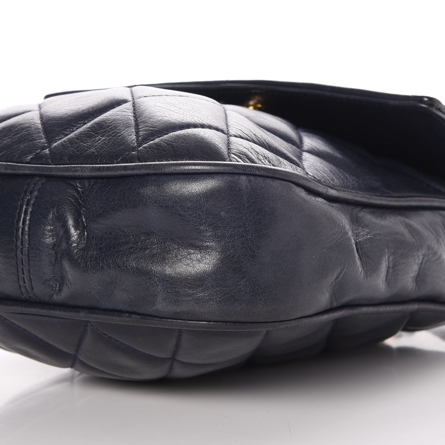 Lambskin Quilted Mini Flap Navy Blue