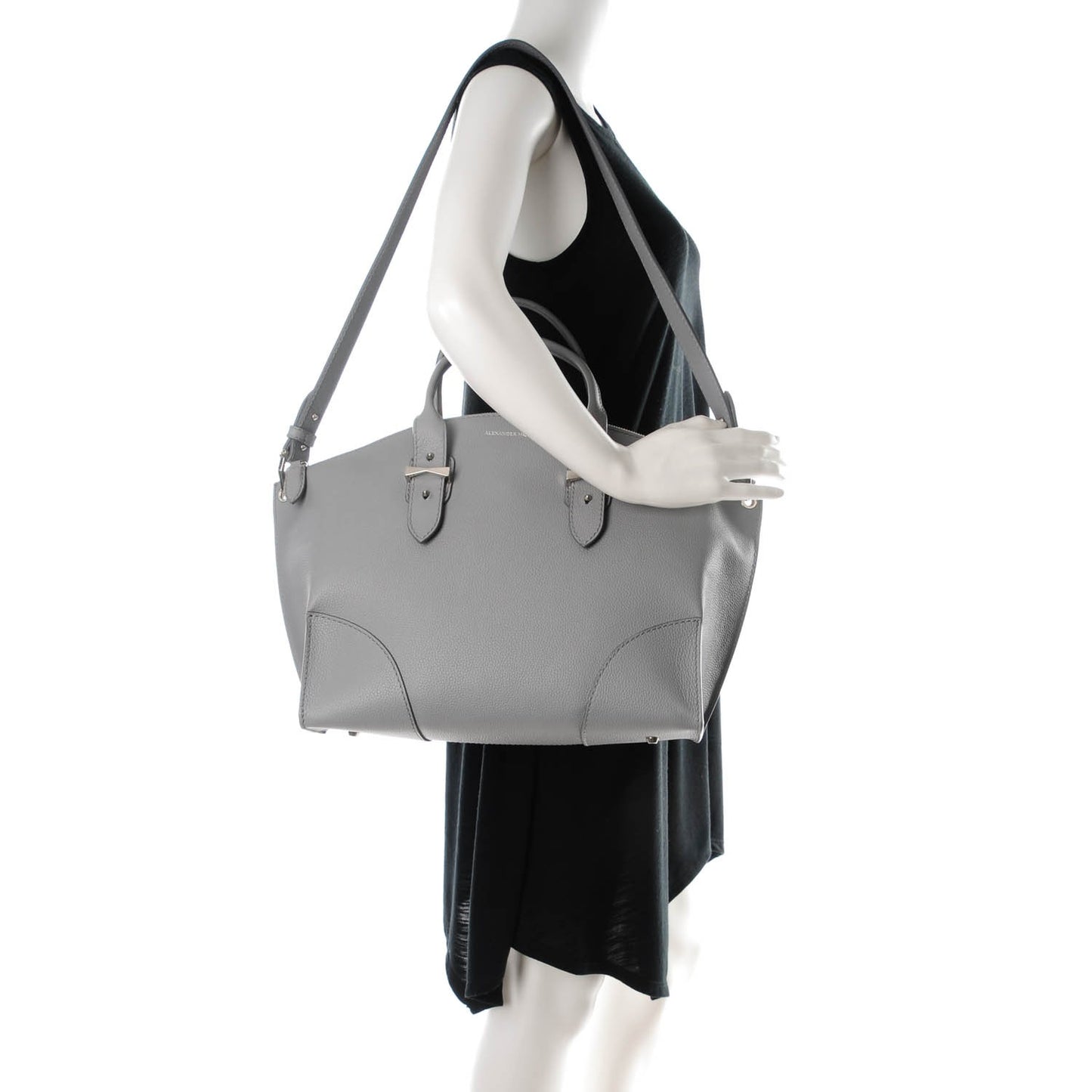 Grained Calfskin Legend Satchel Medium Grey Melange