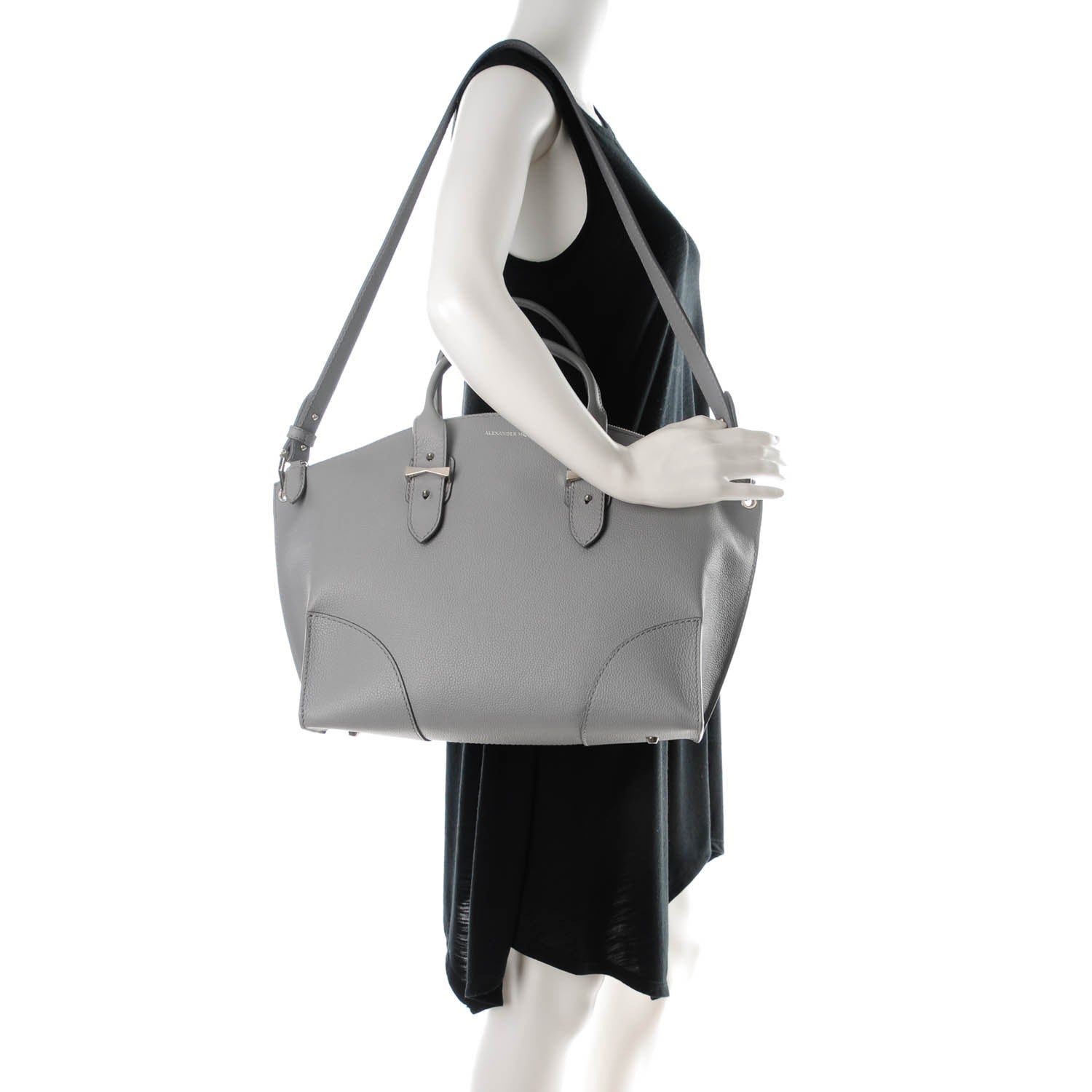 Alexander McQueen Grained Calfskin Legend Satchel Medium Grey Melange 2 of 7