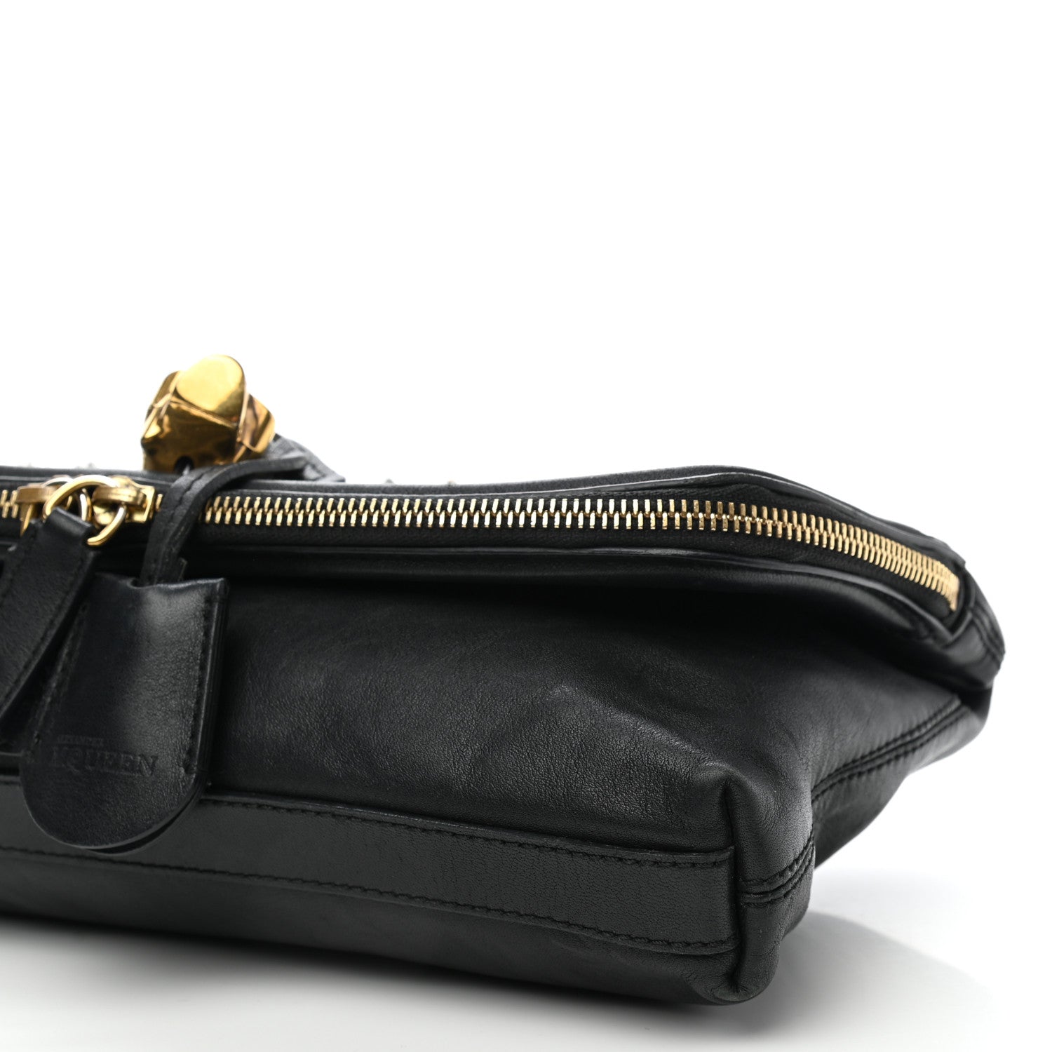 Alexander McQueen Smooth Calfskin Studded Padlock Skull Clutch Black 10 of 14