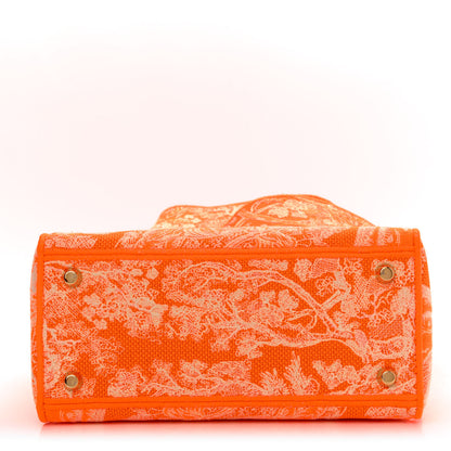 Christian Dior Canvas Toile De Jouy Reverse Embroidered Medium Lady D-Lite Fluorescent Orange 10 of 10