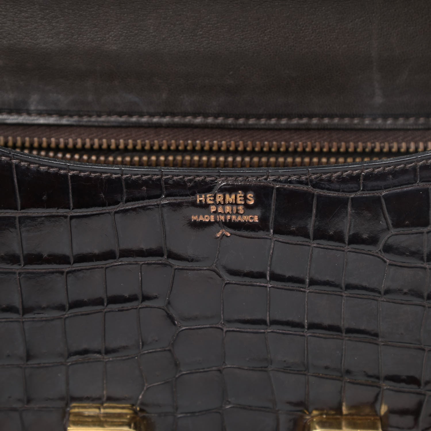 Hermes Shiny Porosus Crocodile Constance 23 Chocolate 6 of 15