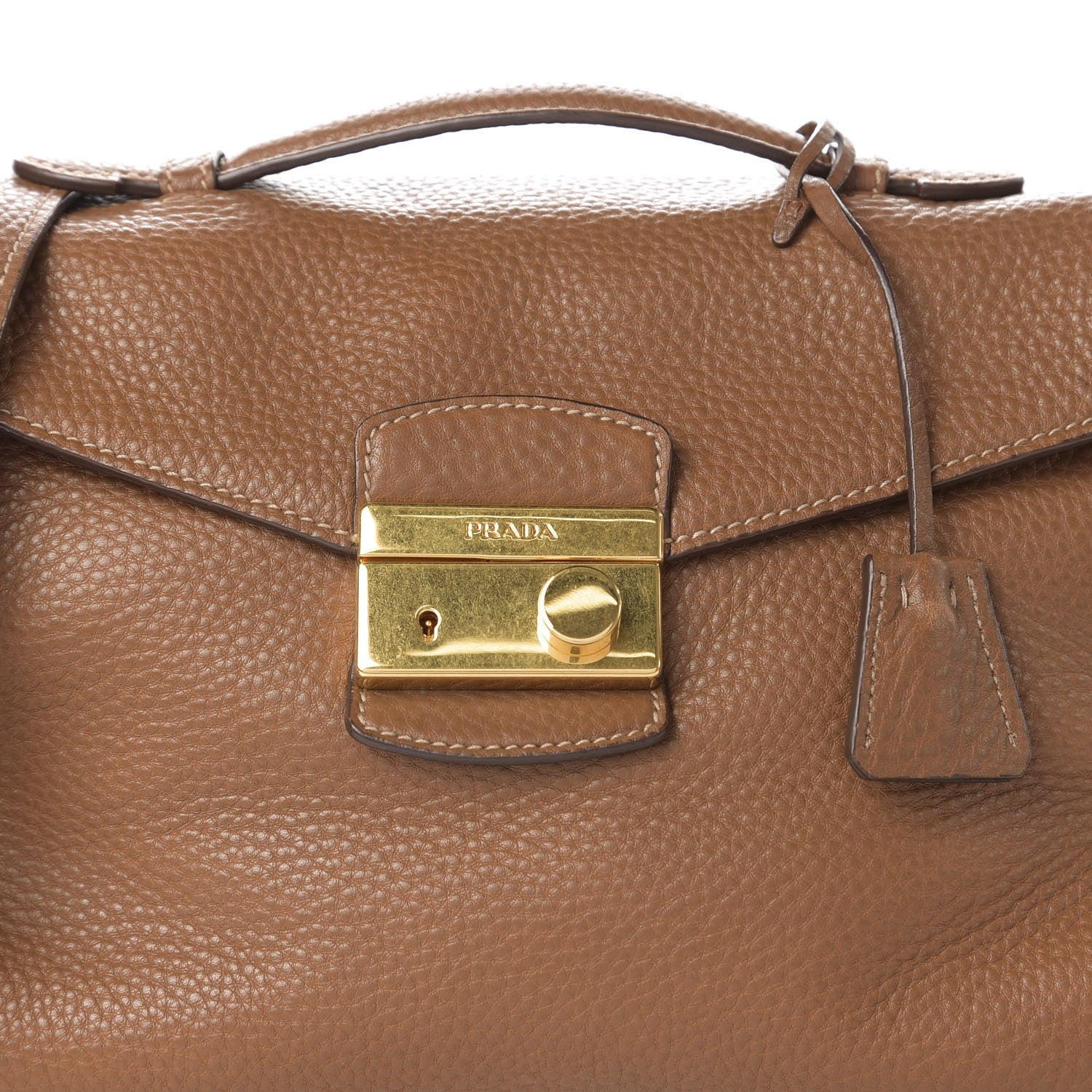 Prada Vitello Daino Sound Twin Pocket Satchel Brandy 10 of 10