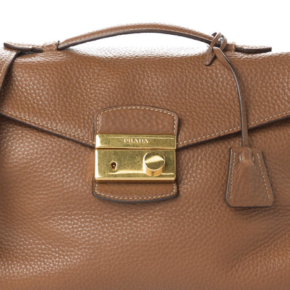 Prada Vitello Daino Sound Twin Pocket Satchel Brandy 10 of 10