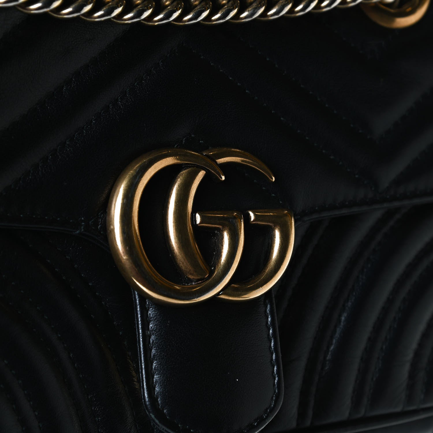 Gucci Calfskin Matelasse Mini GG Marmont Shoulder Bag Black 14 of 15