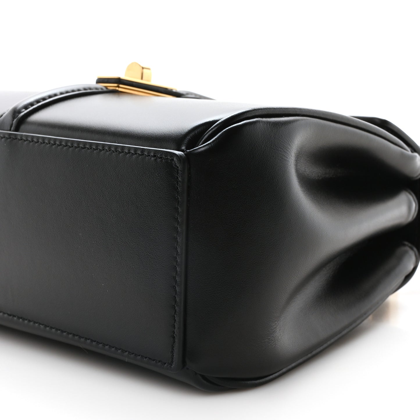 Satinated Calfskin Mini 16 Top Handle Bag Black