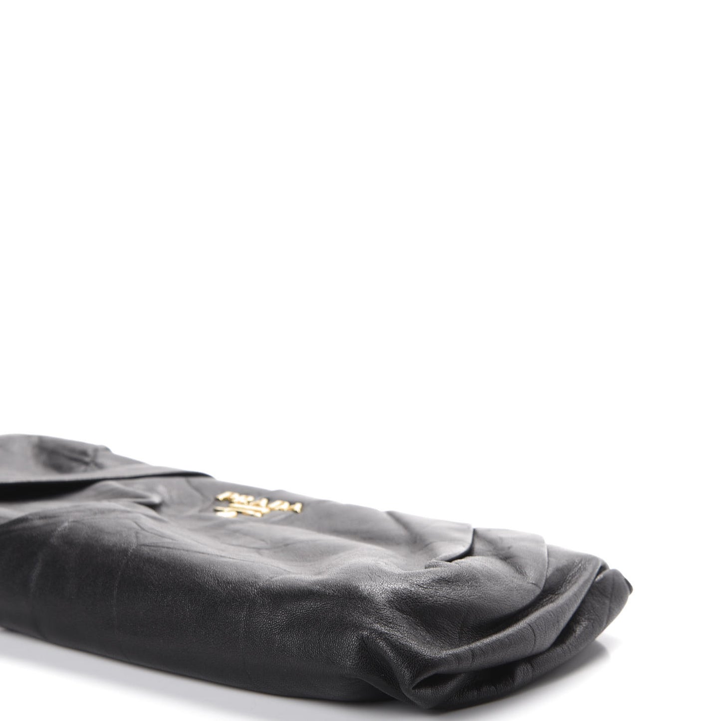 Nappa Gold Pleated Clutch Black