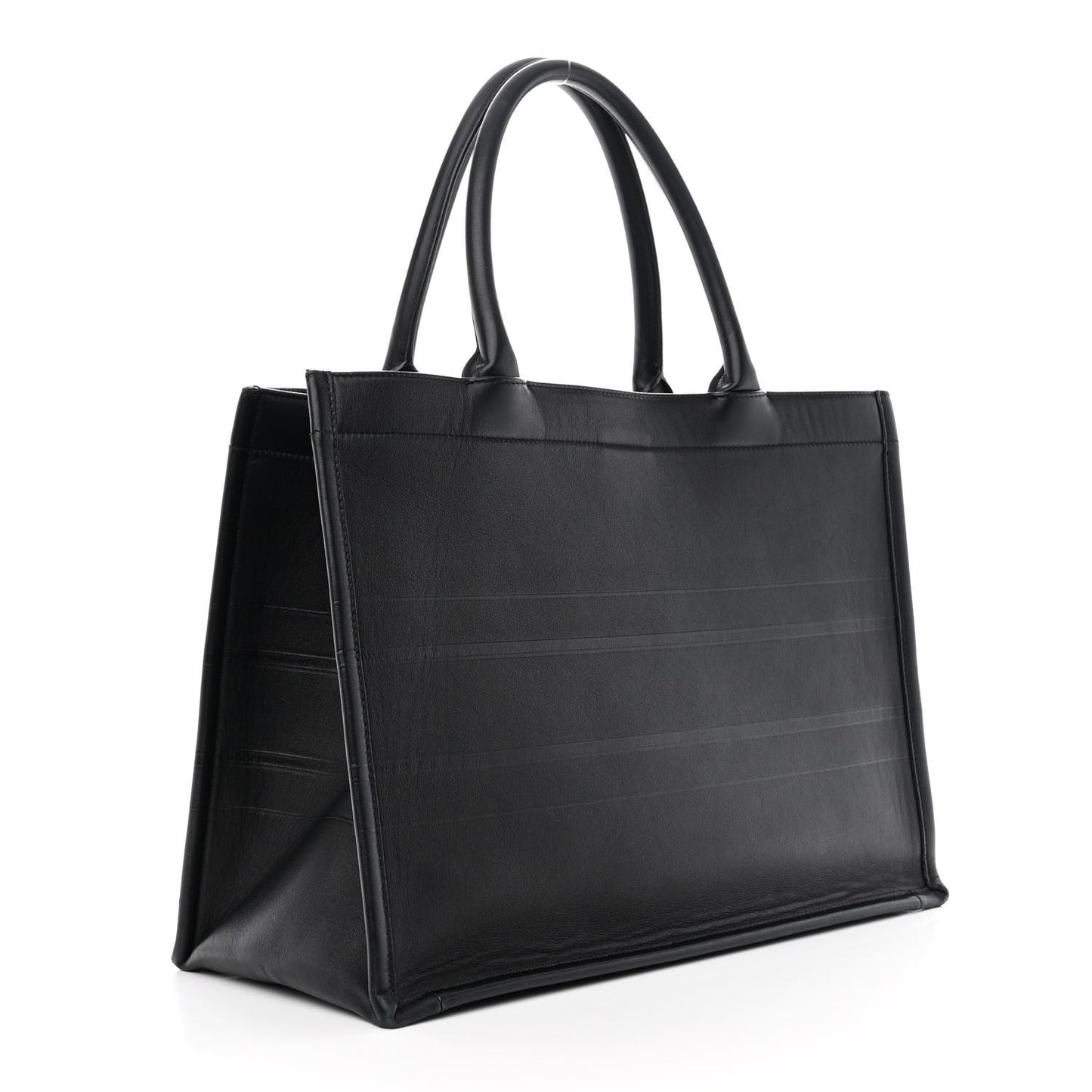 Calfskin Embossed Medium Book Tote Black