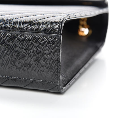 Saint Laurent Grain De Poudre Matelasse Chevron Large Monogram Satchel Black 9 of 10
