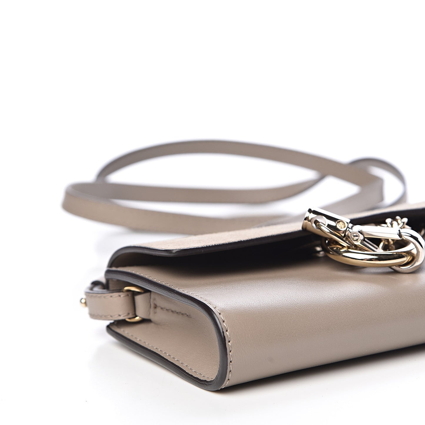 Suede Calfskin Mini Faye Shoulder Bag Motty Grey