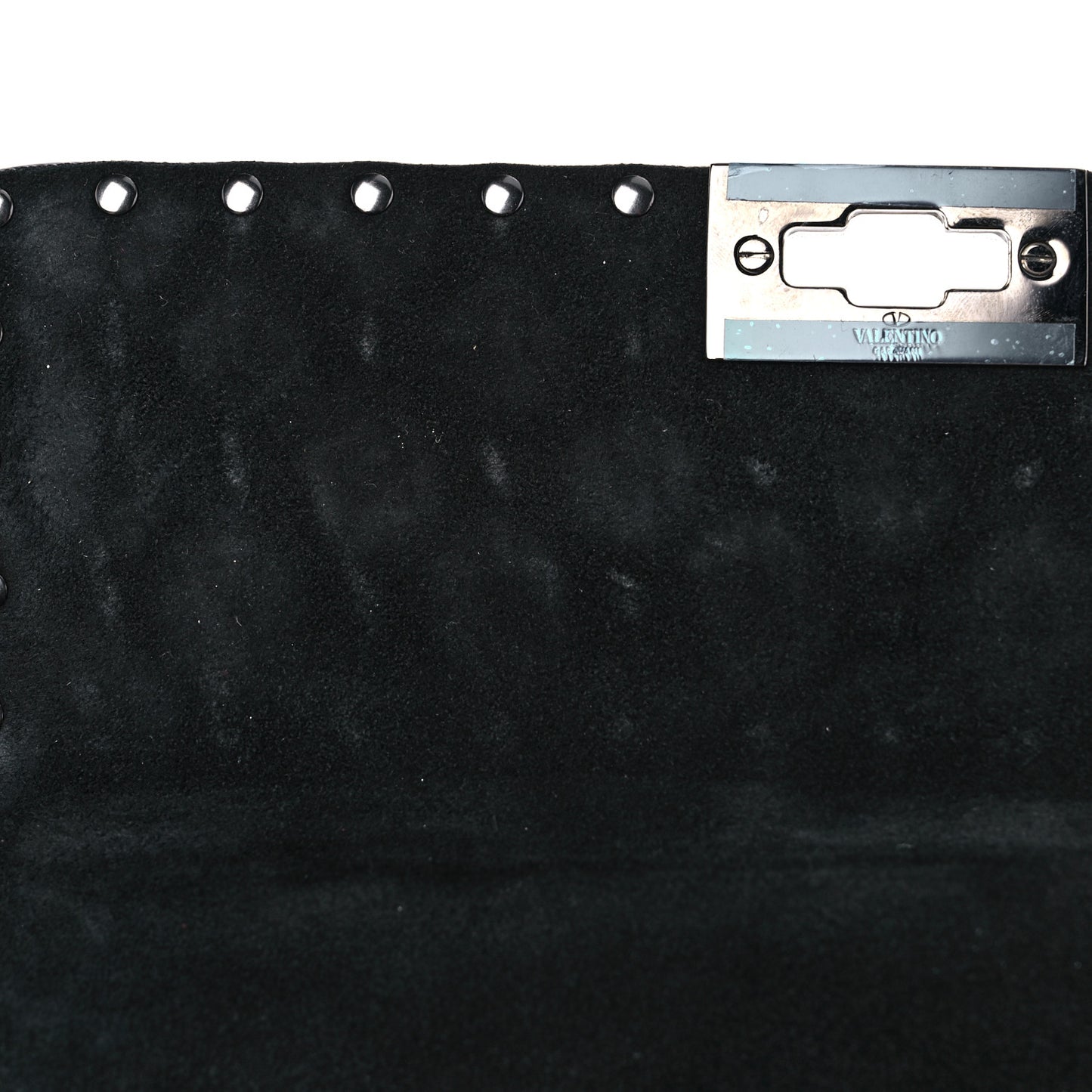 Craquele Nappa Medium Rockstud Spike Shoulder Bag Black