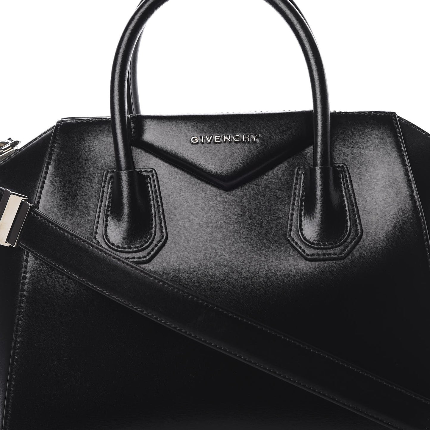 Shiny Lord Calfskin Small Antigona Black