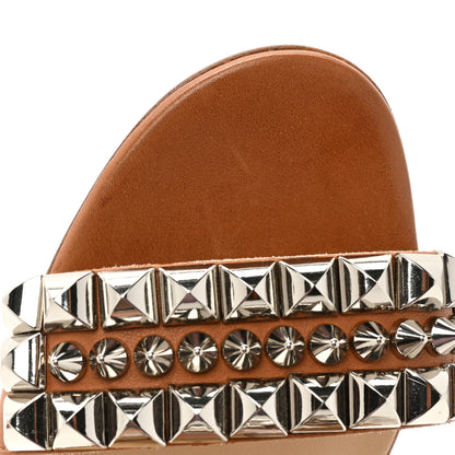 Christian Louboutin Calfskin Studded Tina Goes Mad 55 Slide Sandals 37 Cuoio 10 of 12