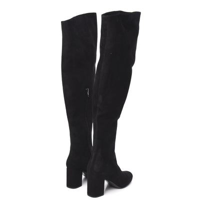 Saint Laurent Suede Babies Over The Knee Boots 36 Black 4 of 7
