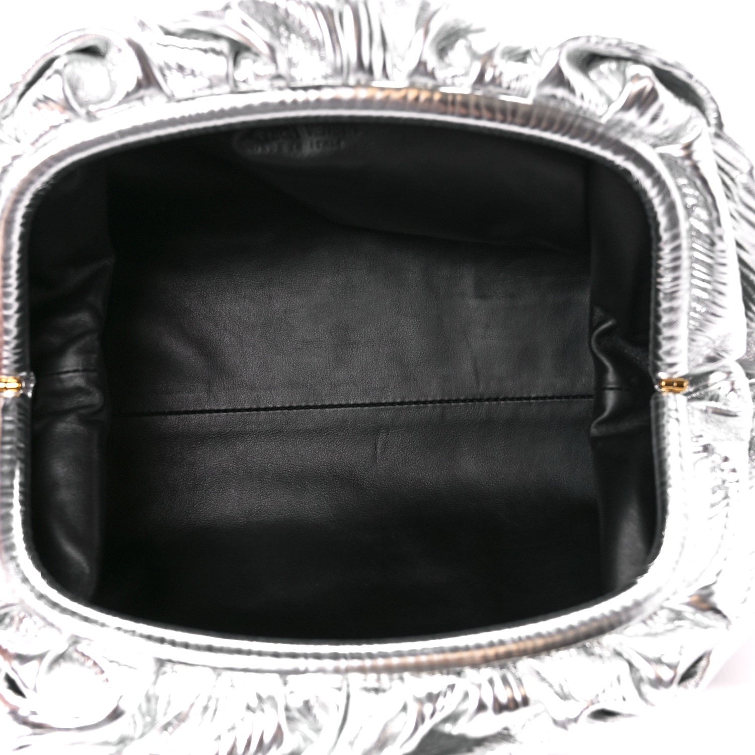 Bottega Veneta Metallic Bark Calfskin Embossed The Pouch Oversized Clutch Silver 5 of 11